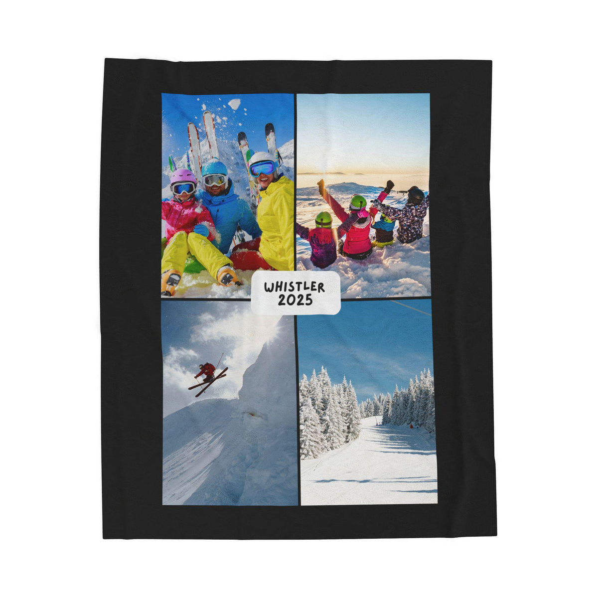 Personalized Photo Plush Blanket – Custom 4 Image Fleece Throw