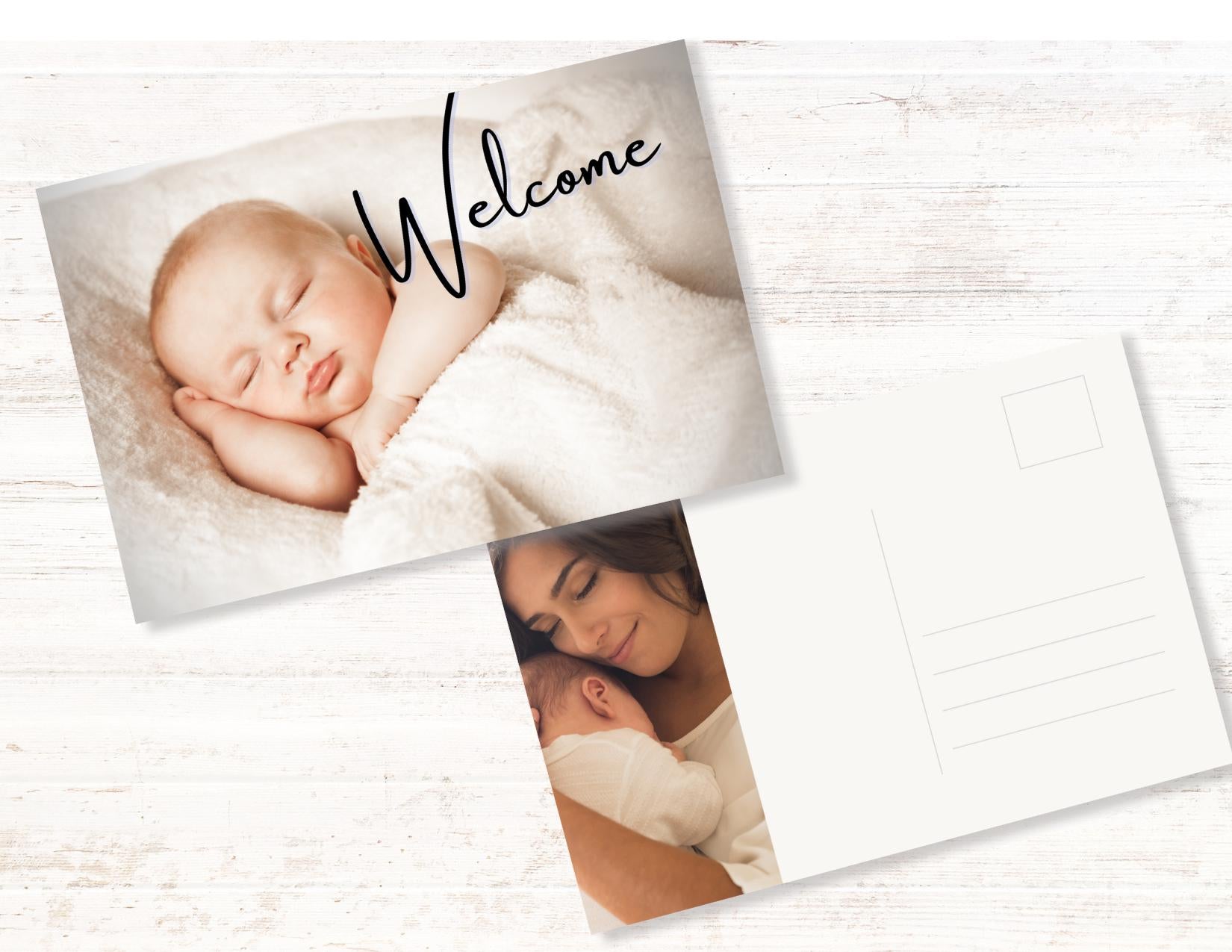 Custom Baby Announcement Photo Postcards: Personalized Keepsake