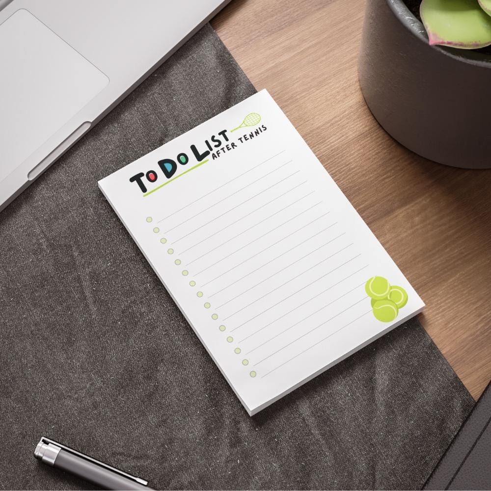 Tennis To-Do List Post-it Notes: 4x6" After Tennis Planner