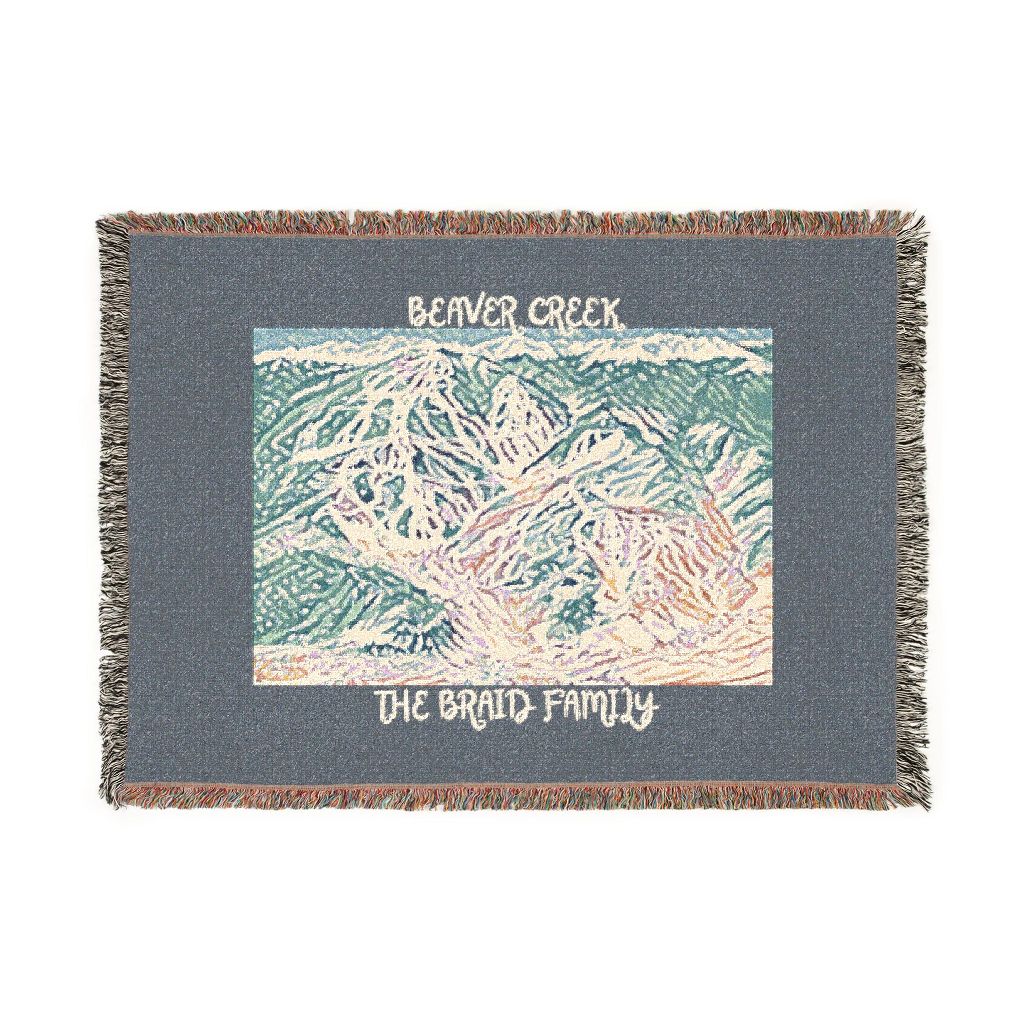 Beaver Creek Ski Resort Artistic Map Woven Blanket. Option to  Personalized