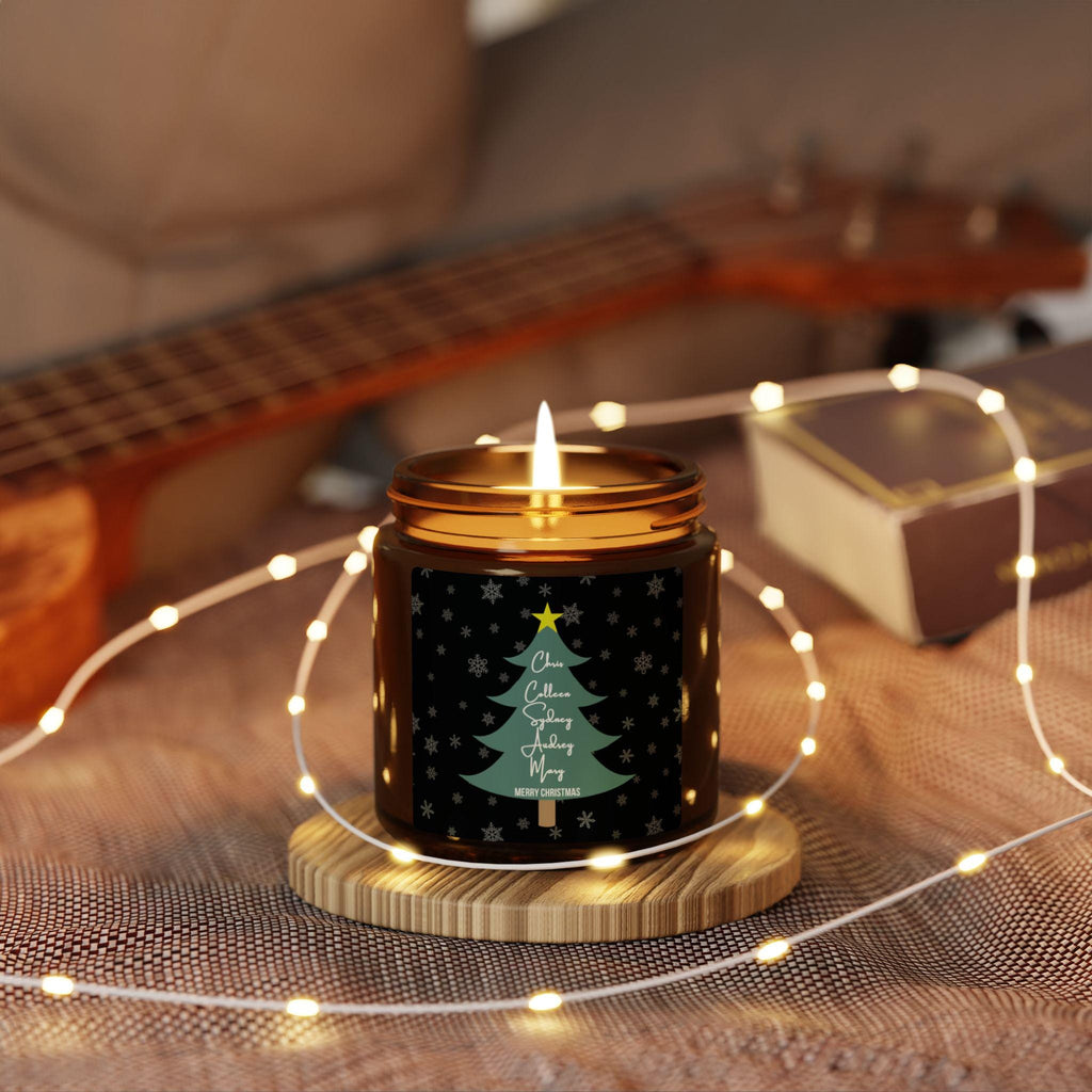 Personalized Family Names Christmas Tree Custom Candle Gift | Holiday Candle