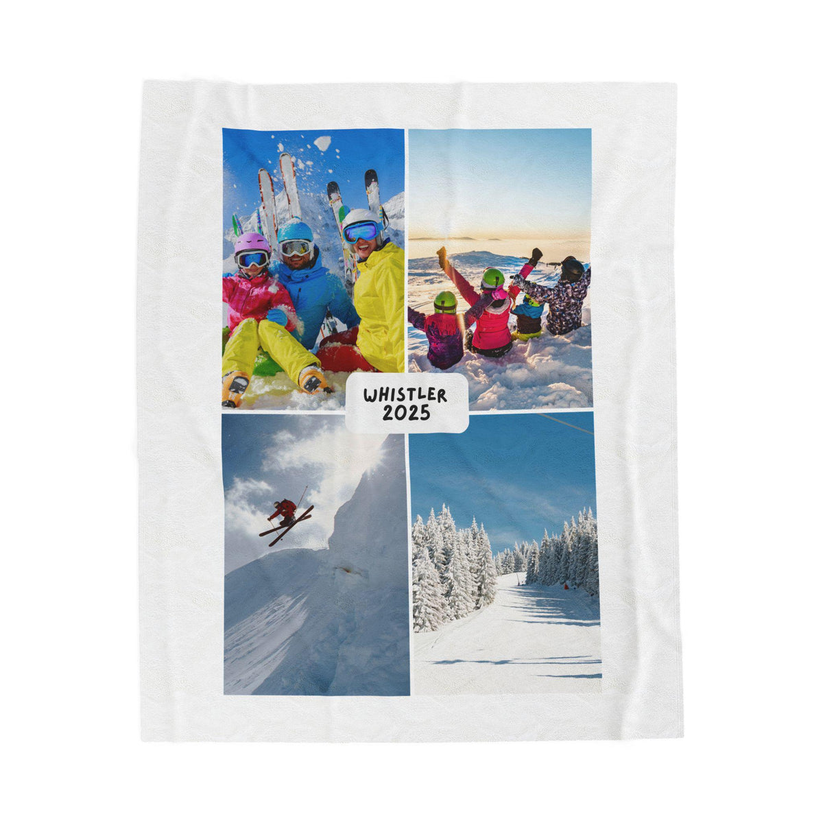 Personalized Photo Plush Blanket – Custom 4 Image Fleece Throw