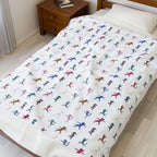 Colorful Playful Yoga Animal Pattern Blanket | Velveteen Plush Blanket