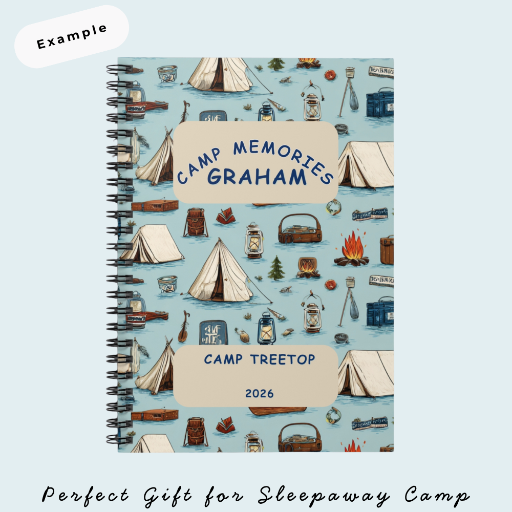 Camp Memories Camping Pattern Spiral Notebook | Personalized Ruled Journal
