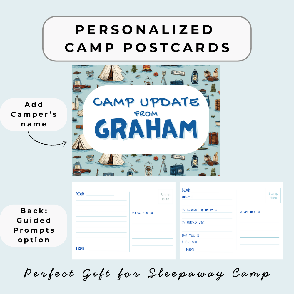 Personalized Camp Postcards: Multiple Color Options, Summer Camp Care Package
