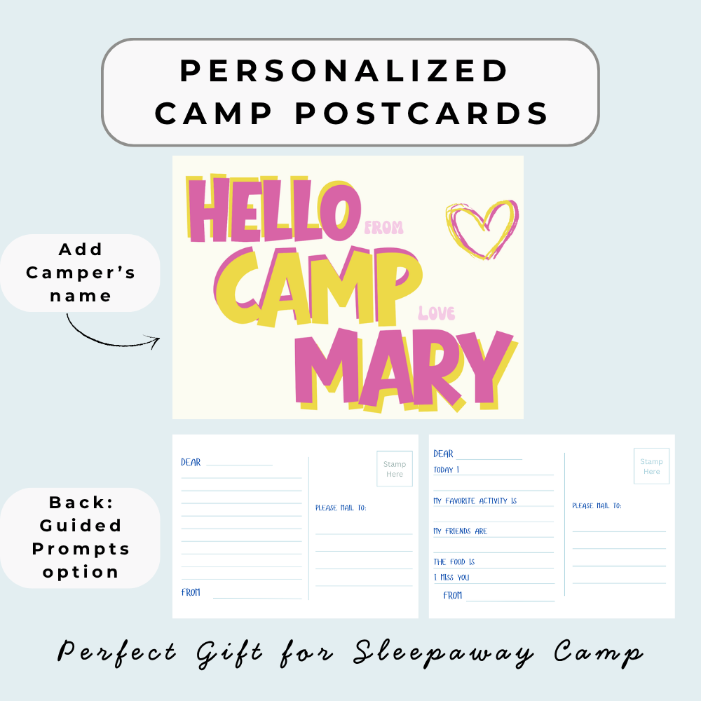 Personalized Camp Postcards: Summer Camp Care Package | Pink