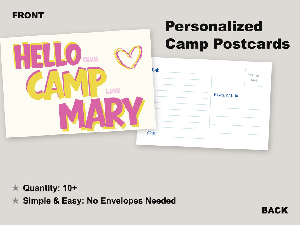 Personalized Camp Postcards: Summer Camp Care Package | Pink