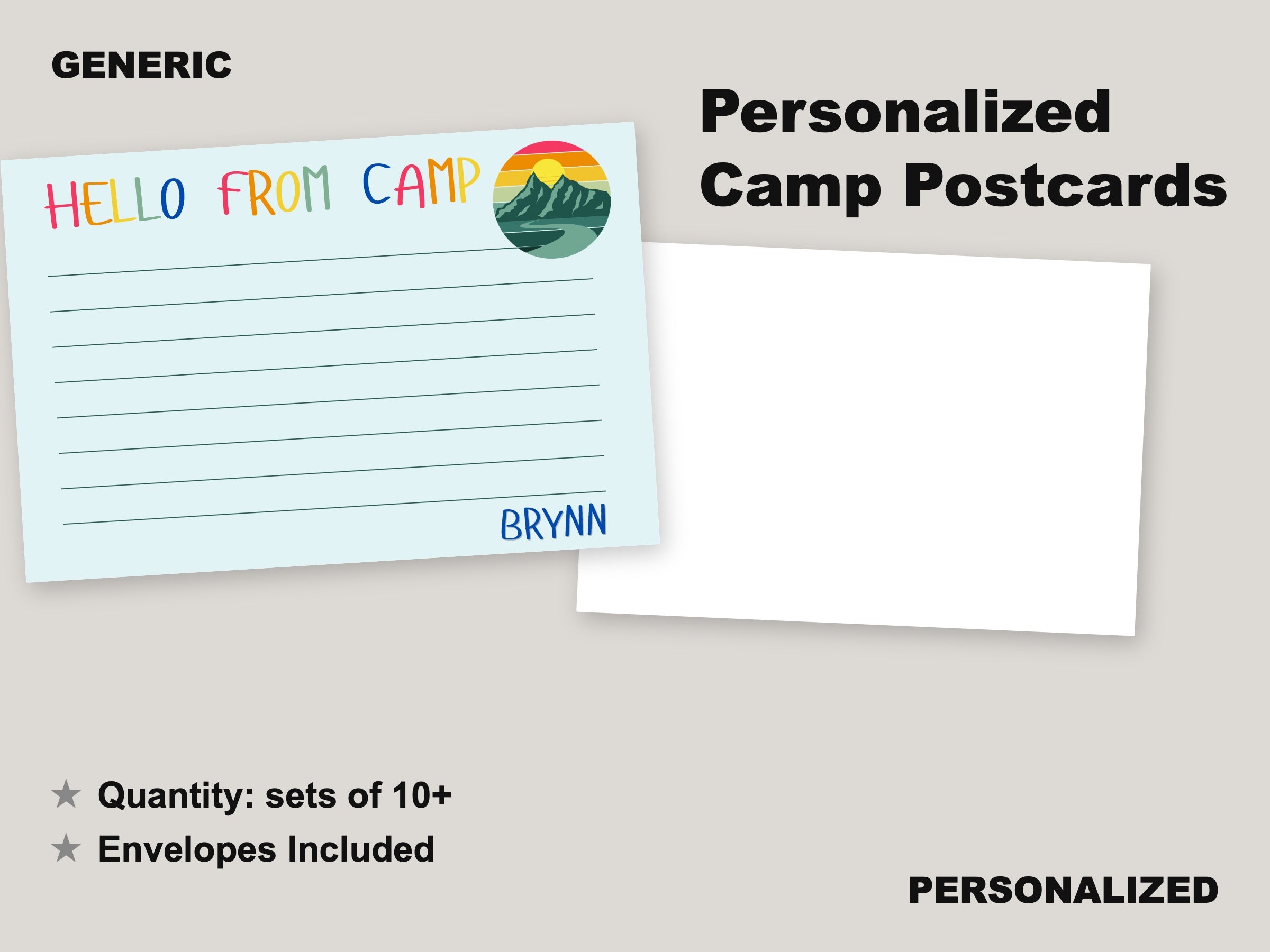 Personalized Camp Notecards with Envelopes | Summer Camp Care Package