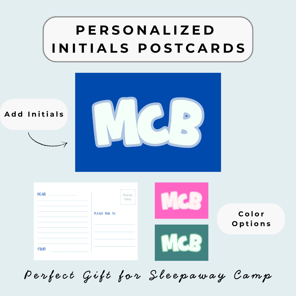 Personalized Initials Postcards | Camp Stationery | Summer Camp Care Package