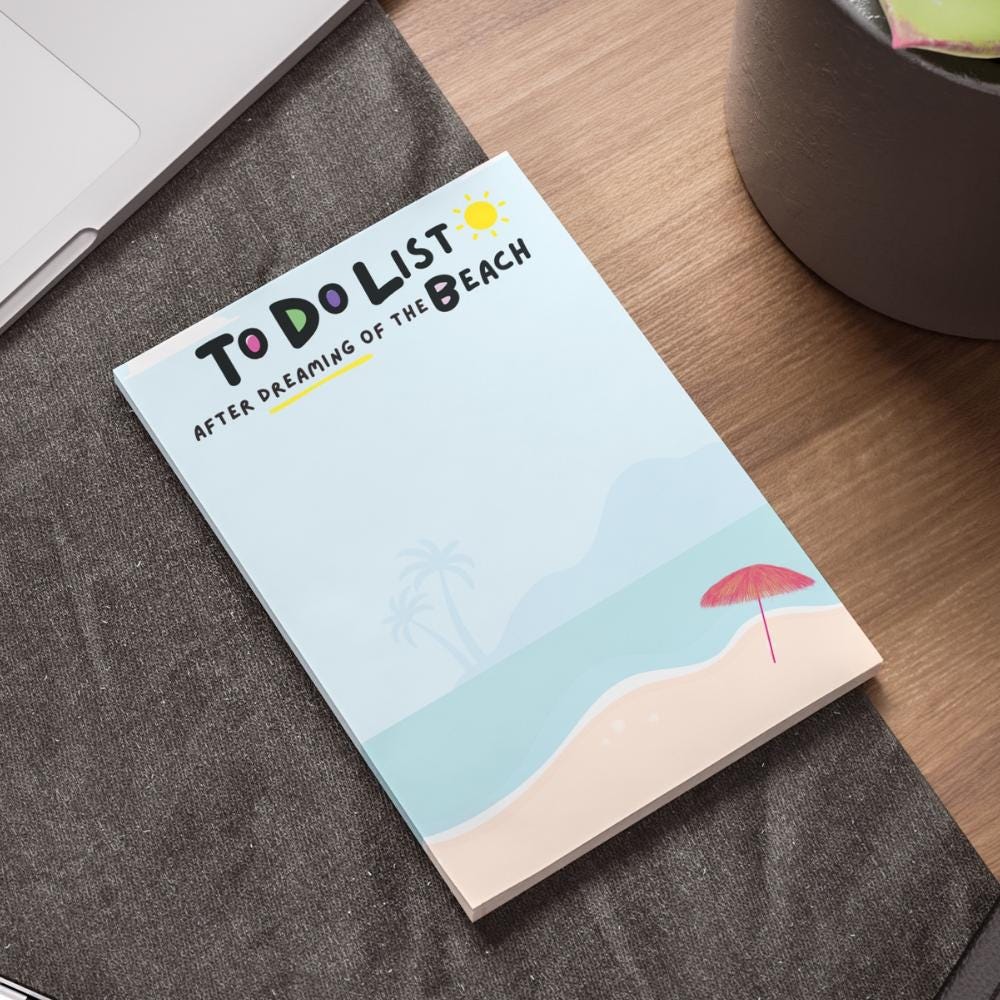 Funny Beach Post-it Notes: Beach Lover To-Do List 4x6"