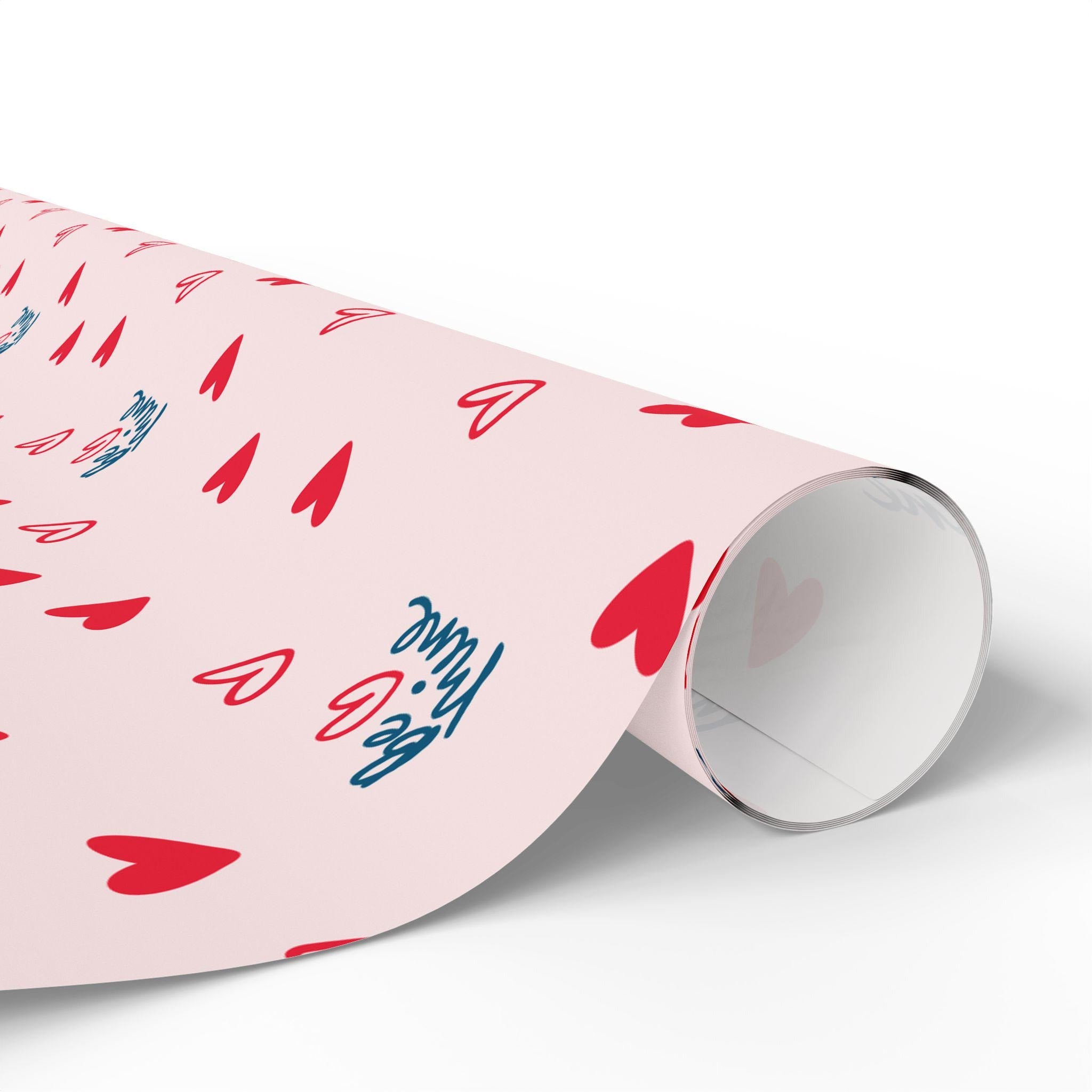 Be Mine heart pattern Wrapping Paper | Valentine hearts gift wrap roll