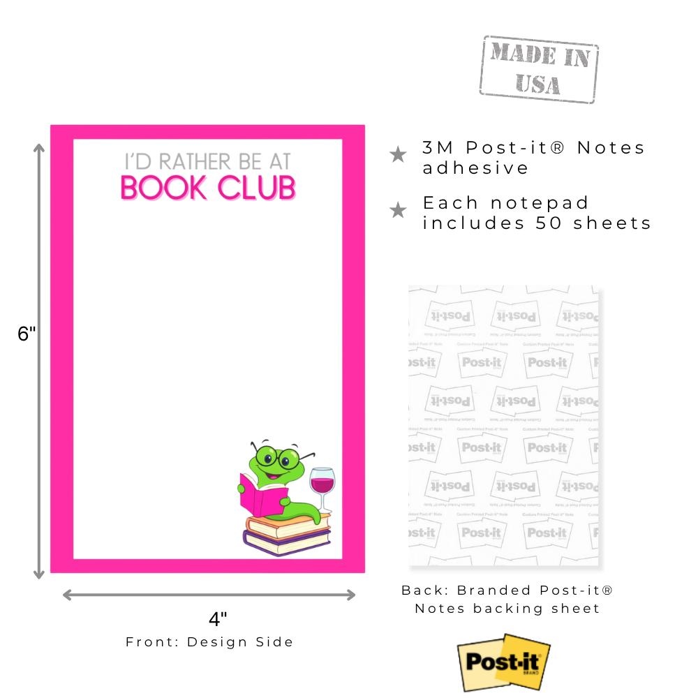 Funny Book Club Post-it Notes: To-Do List 4x6" and / or 3x3"