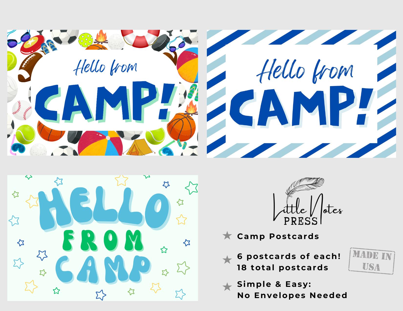 Summer Camp Postcards: Pack of 18 | Fun Colorful Kids Stationery