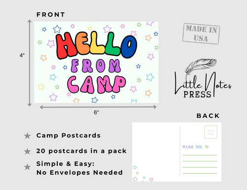 Camp Postcards Set: Fun & Colorful Kids Stationery, Summer Care Package