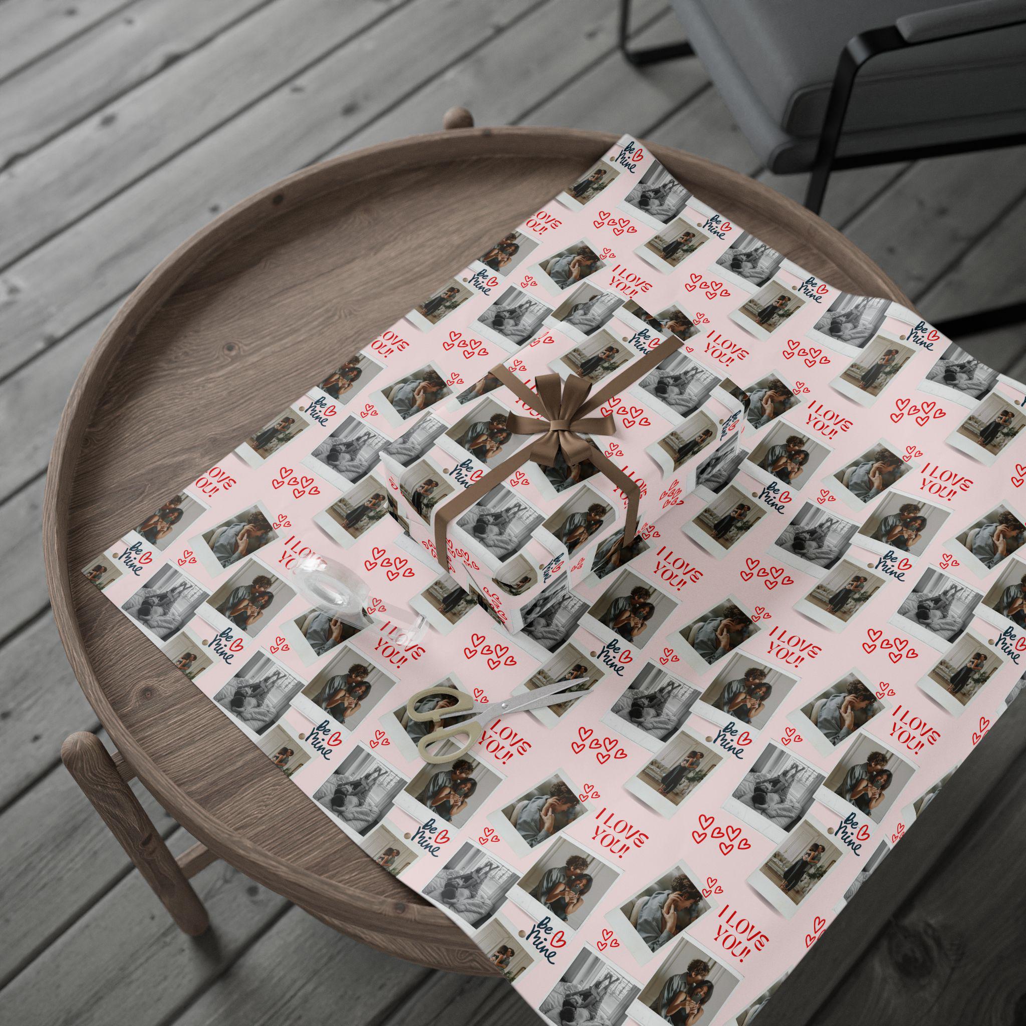 Personalized Valentine Photo Collage Wrapping Paper