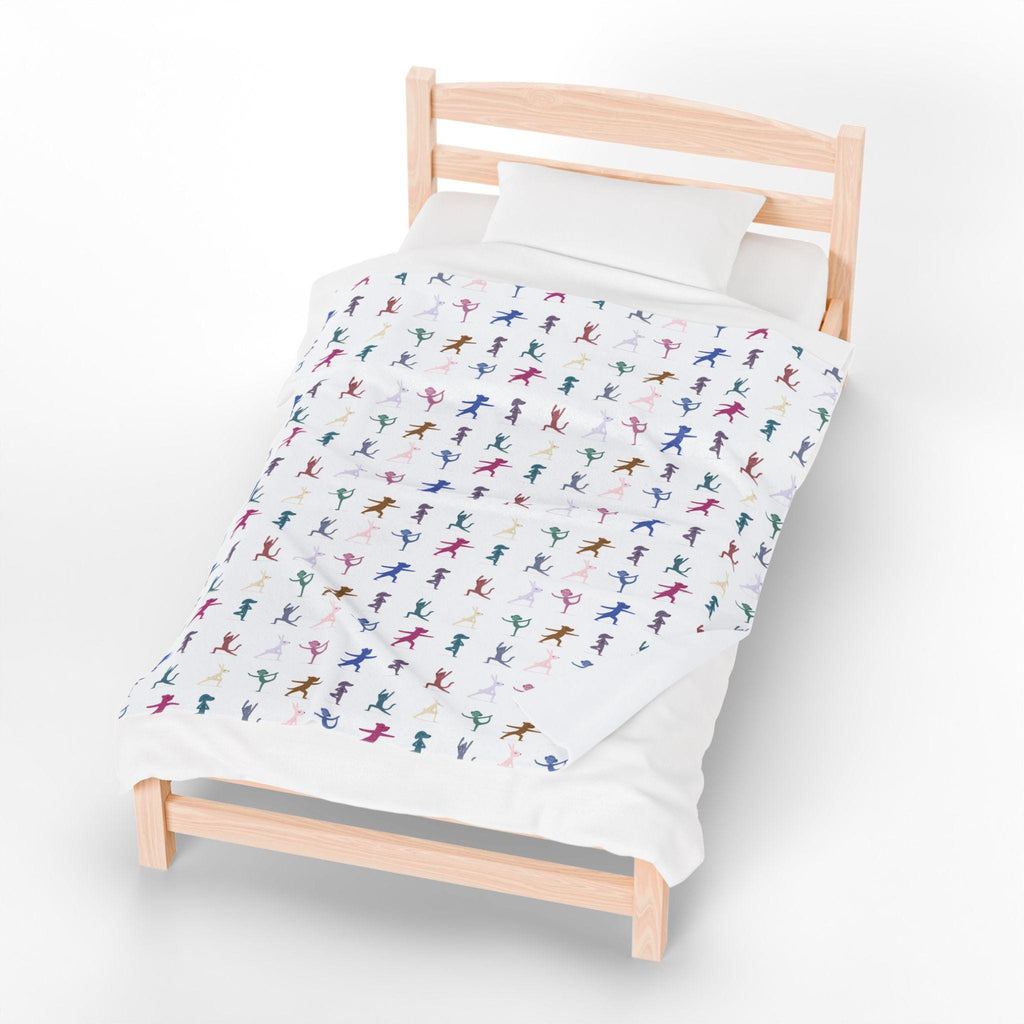 Colorful Playful Yoga Animal Pattern Blanket | Velveteen Plush Blanket