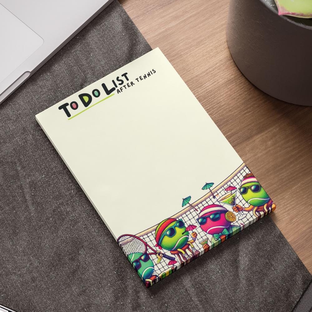 Funny Tennis Post-it Notes: Tennis Players' To-Do List 4x6"