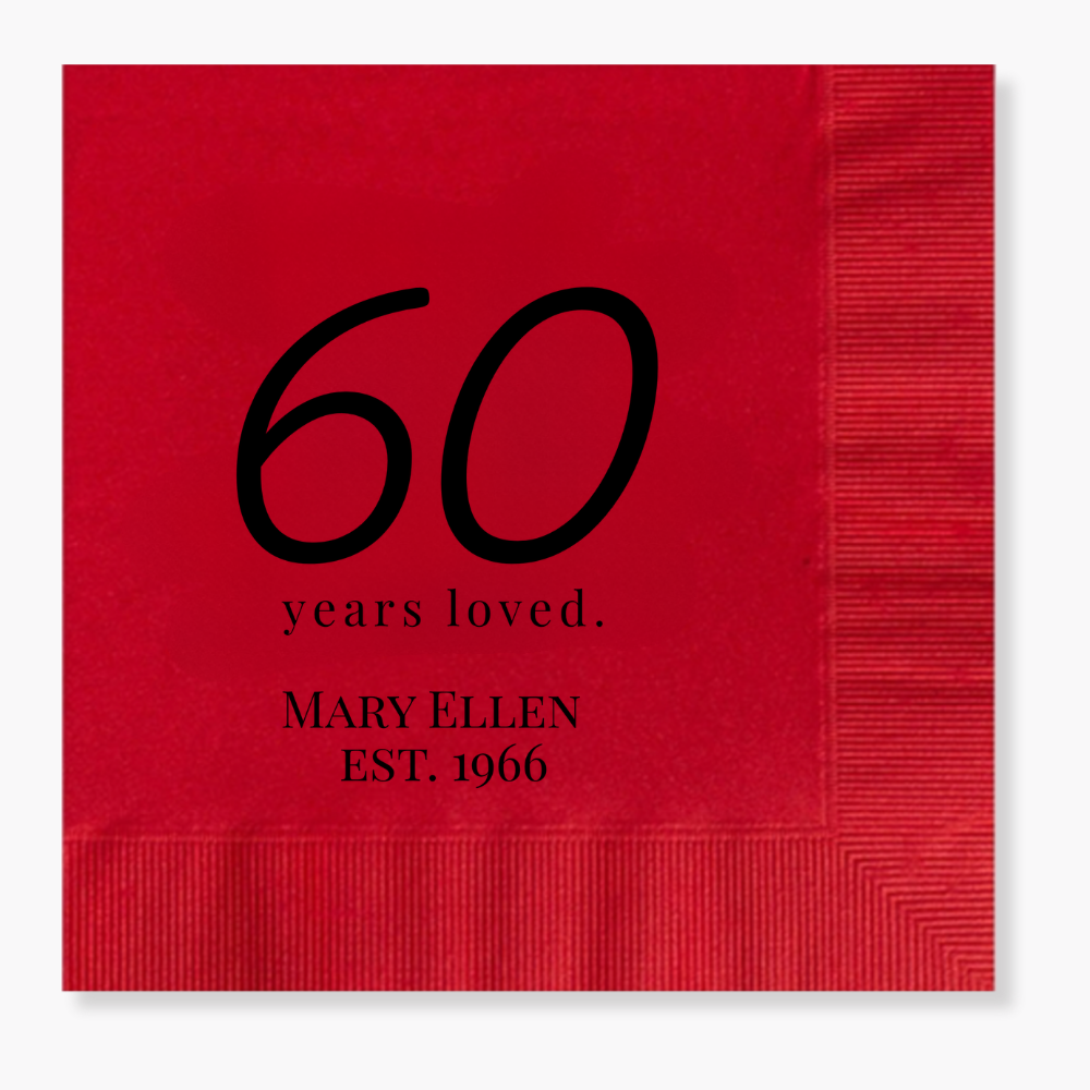 Birthday Napkins: {Age} years loved.