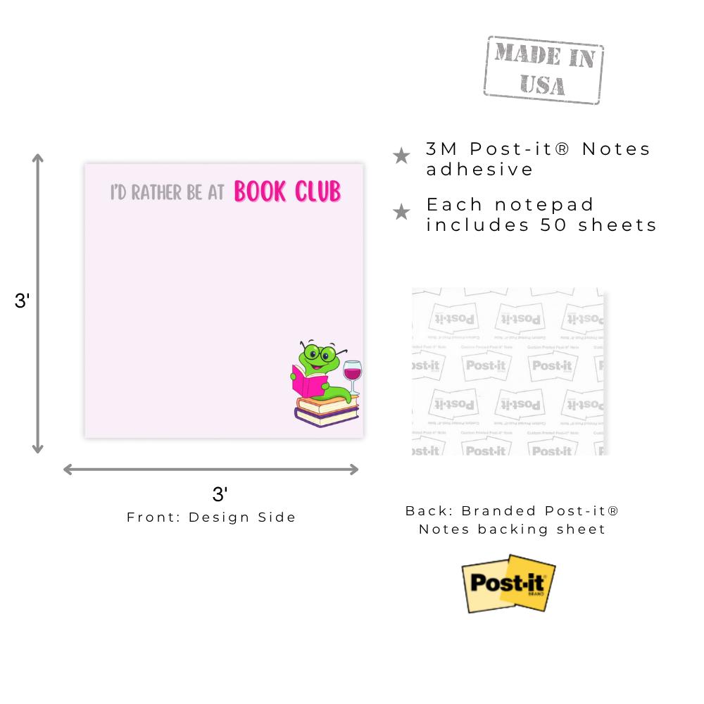 Funny Book Club Post-it Notes: To-Do List 4x6" and / or 3x3"