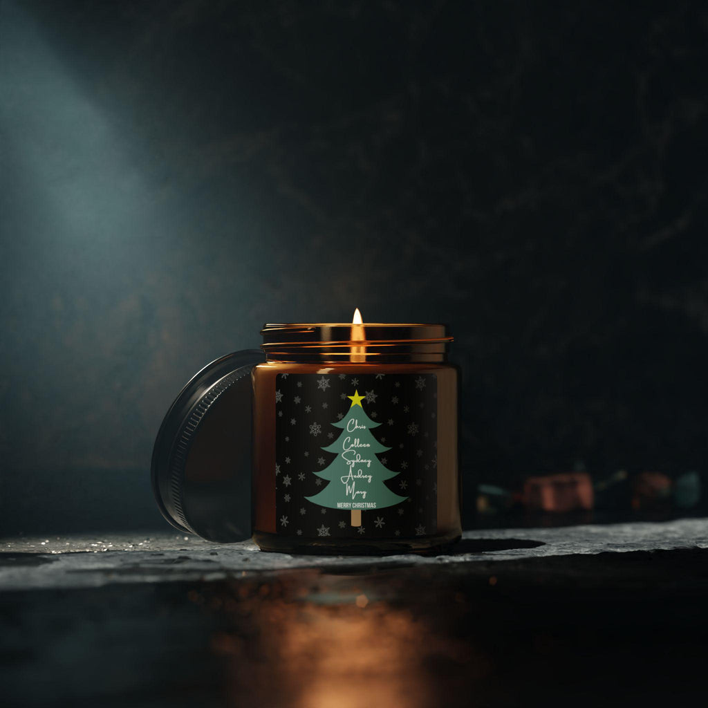 Personalized Family Names Christmas Tree Custom Candle Gift | Holiday Candle