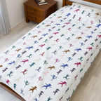 Colorful Playful Yoga Animal Pattern Blanket | Velveteen Plush Blanket