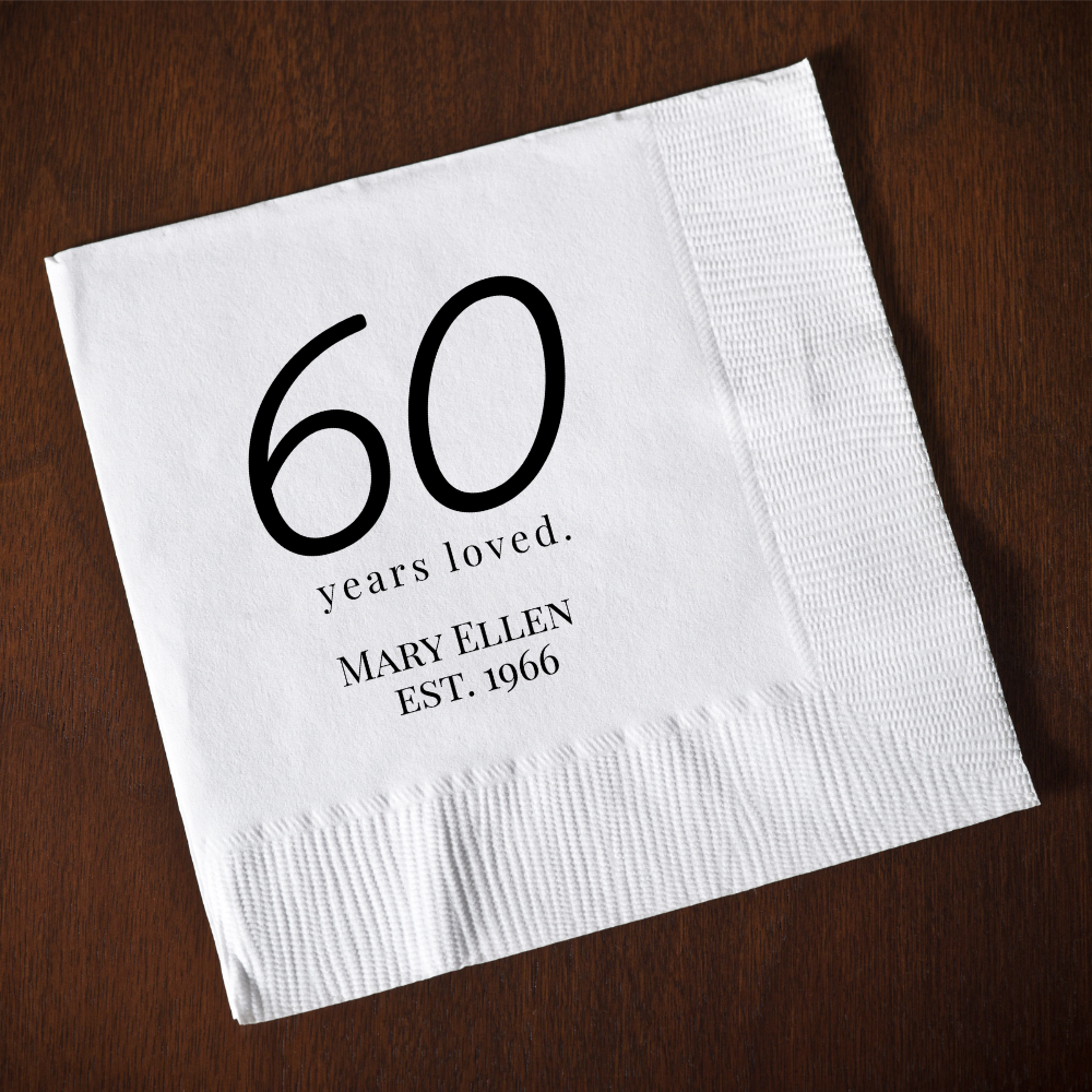 Birthday Napkins: {Age} years loved.
