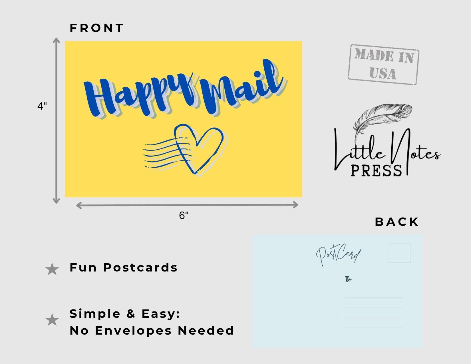 Happy Mail Postcards | Yellow | No envelopes needed