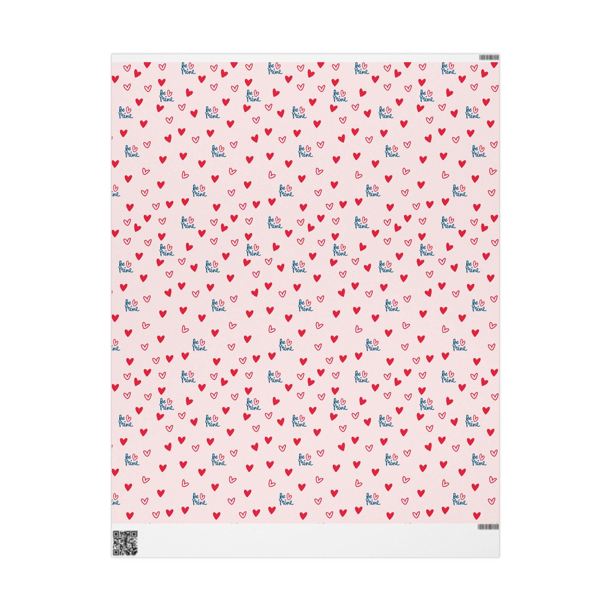 Be Mine heart pattern Wrapping Paper | Valentine hearts gift wrap roll