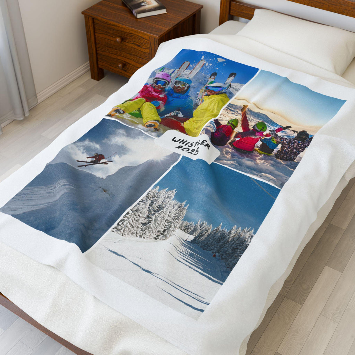 Personalized Photo Plush Blanket – Custom 4 Image Fleece Throw