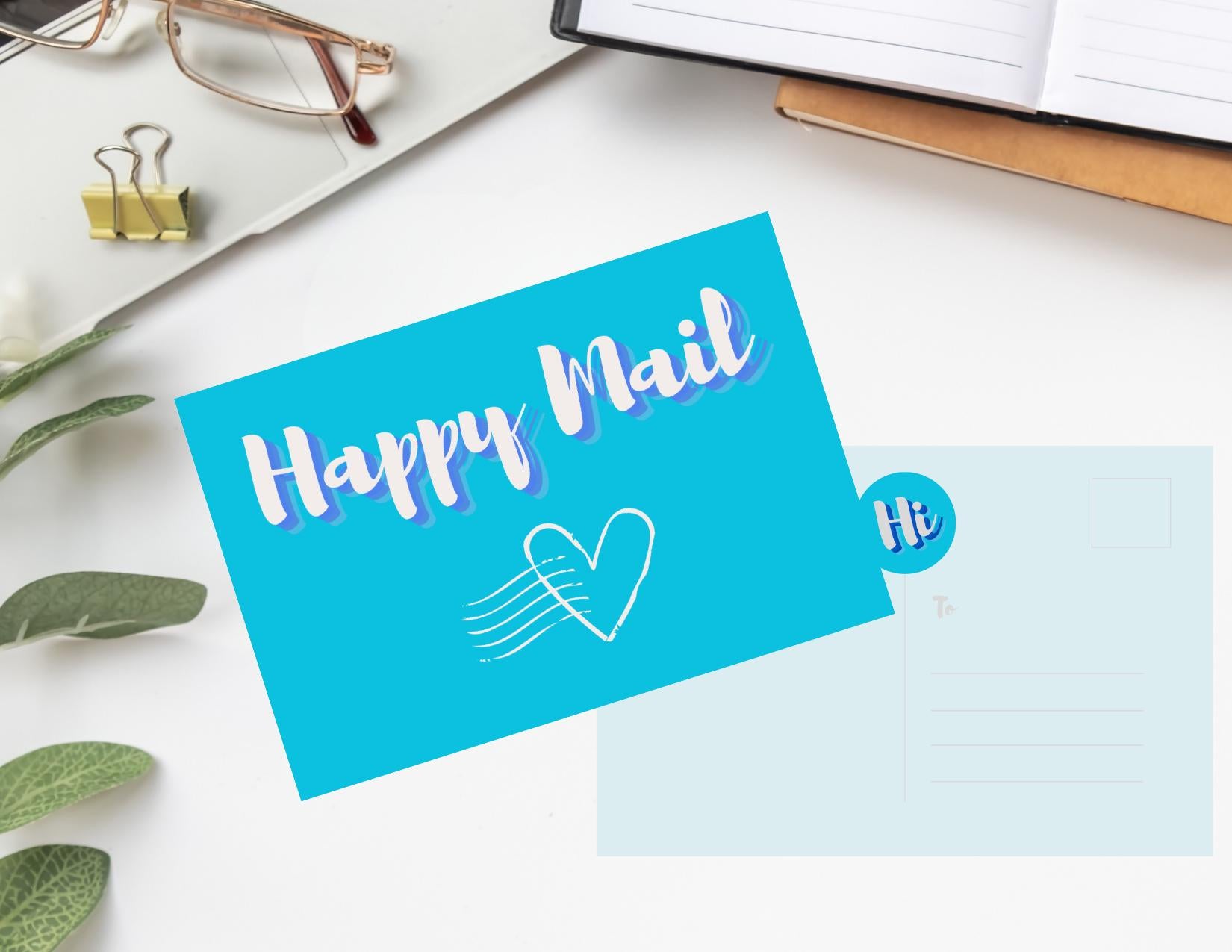 Happy Mail Postcards | Blue | No envelopes needed