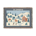 Winter Village Scene Woven Blanket | Personalized Cottage Landscape Throw