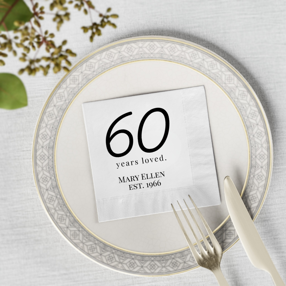 Birthday Napkins: {Age} years loved.