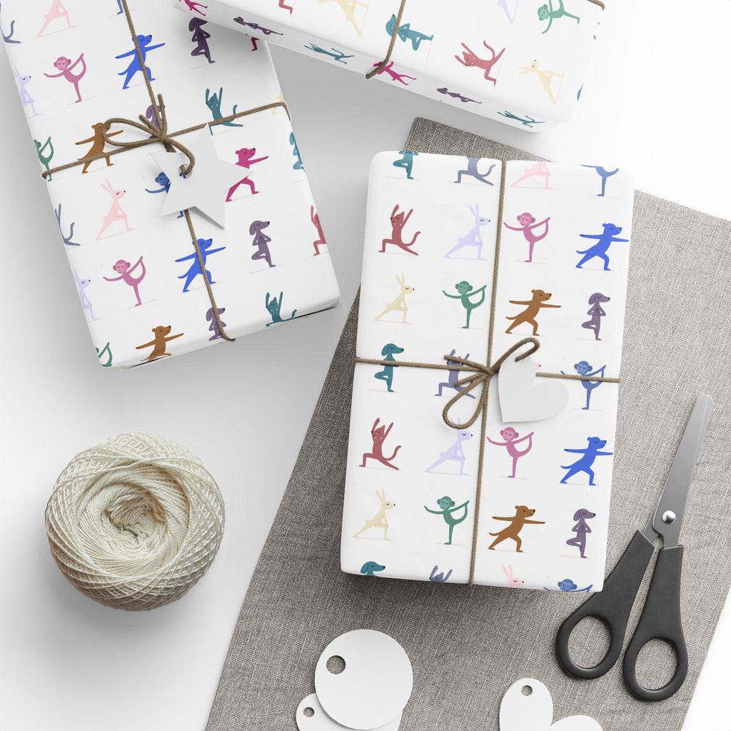 Yoga Dancing Animal Wrapping Paper | Black or White Background