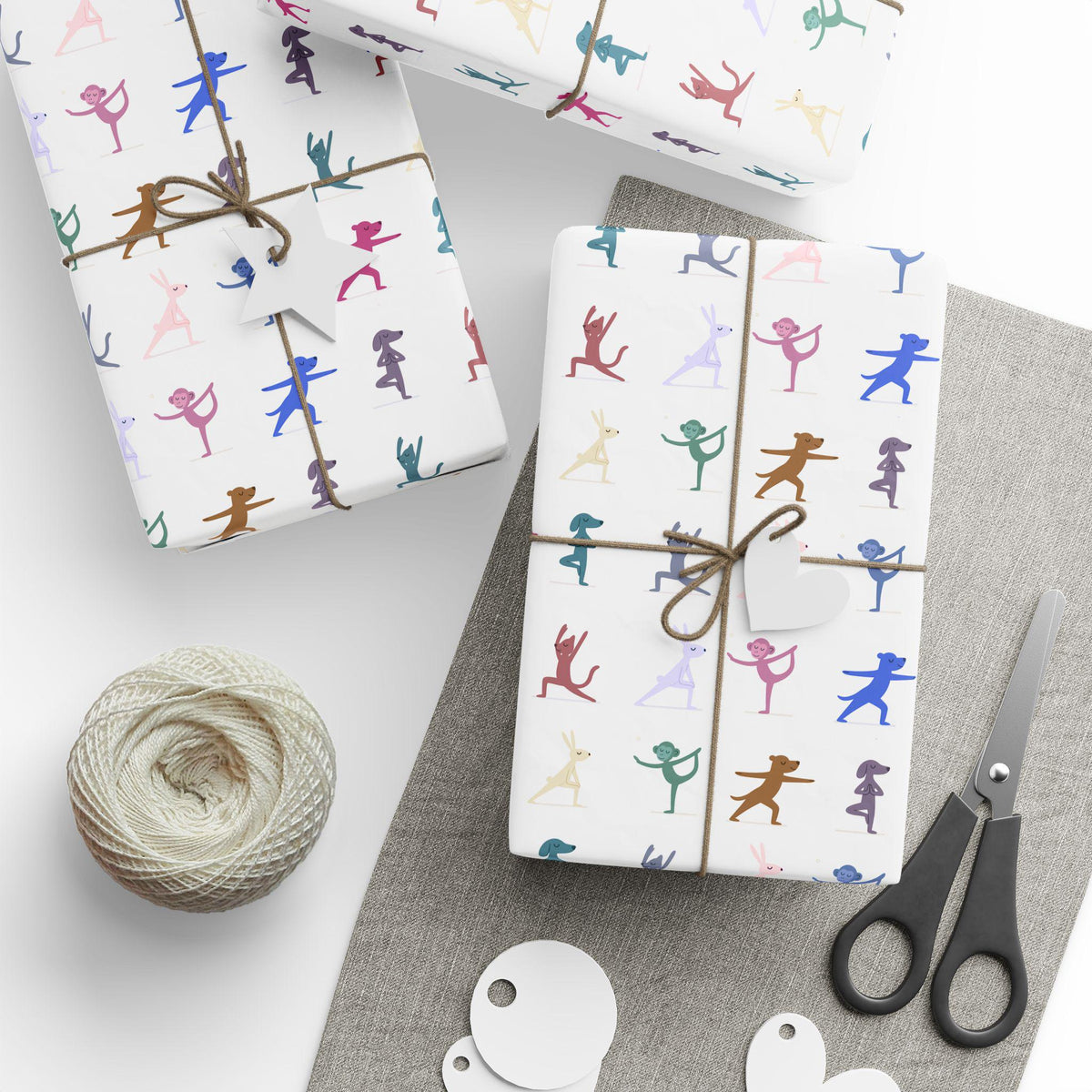 Yoga Dancing Animal Wrapping Paper | Black or White Background