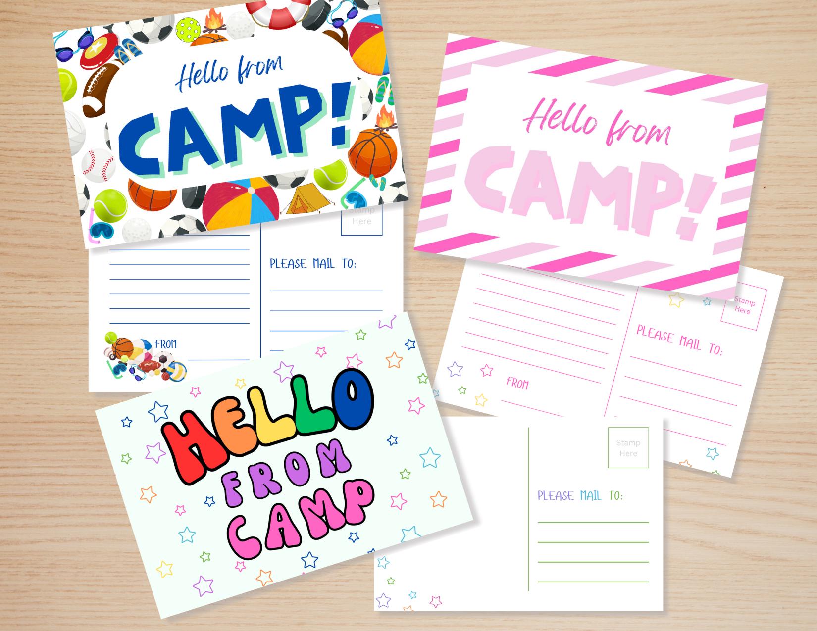 Summer Camp Postcards: Fun Colorful Stationery, Set of 18