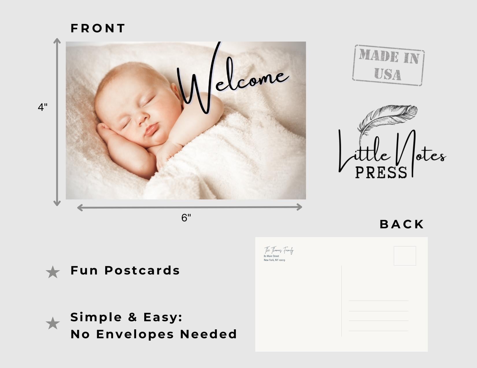 Custom Baby Announcement Photo Postcards: Personalized Keepsake