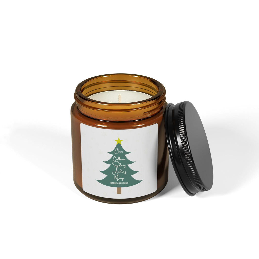 Personalized Family Names Christmas Tree Custom Candle Gift | Holiday Candle