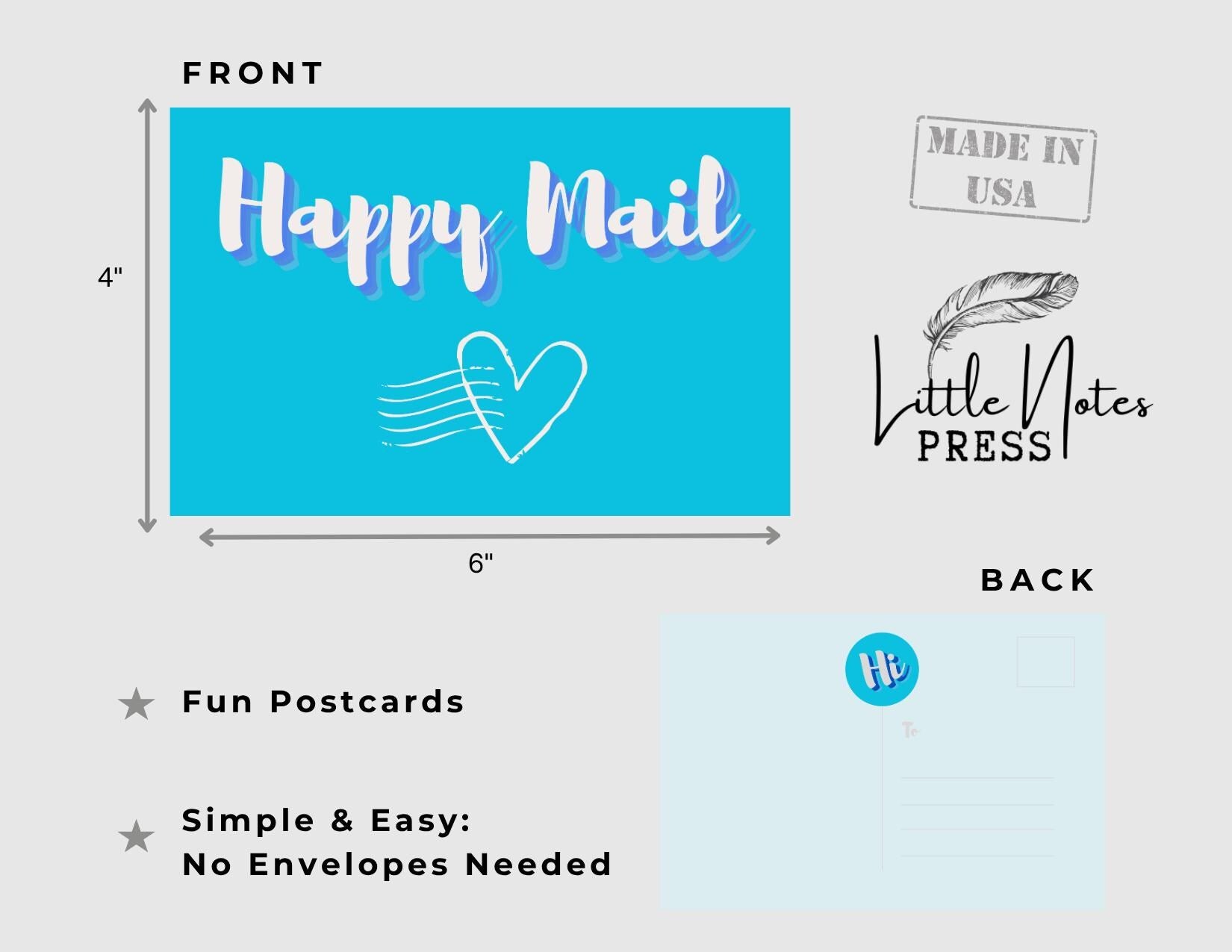 Happy Mail Postcards | Blue | No envelopes needed