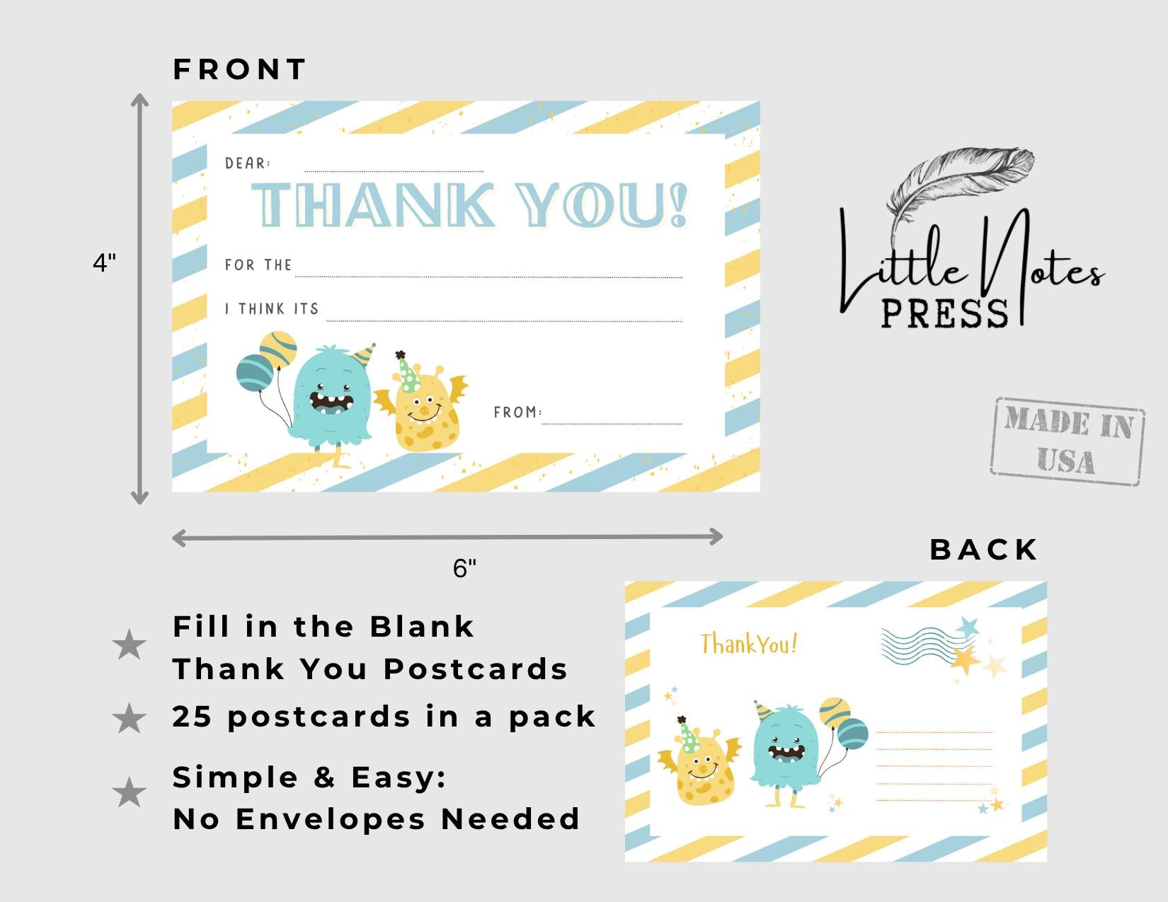 Monster Duo Thank you Postcards