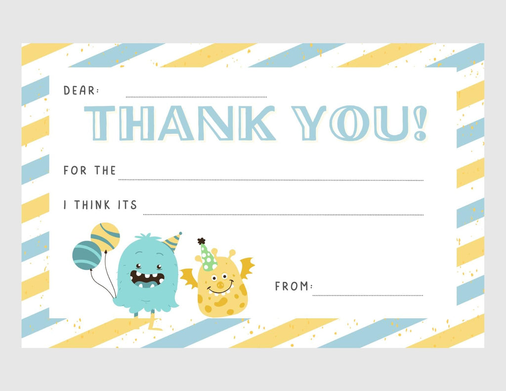 Kids Fill-in Thank You Postcards: Birthday Gifts, No Envelopes