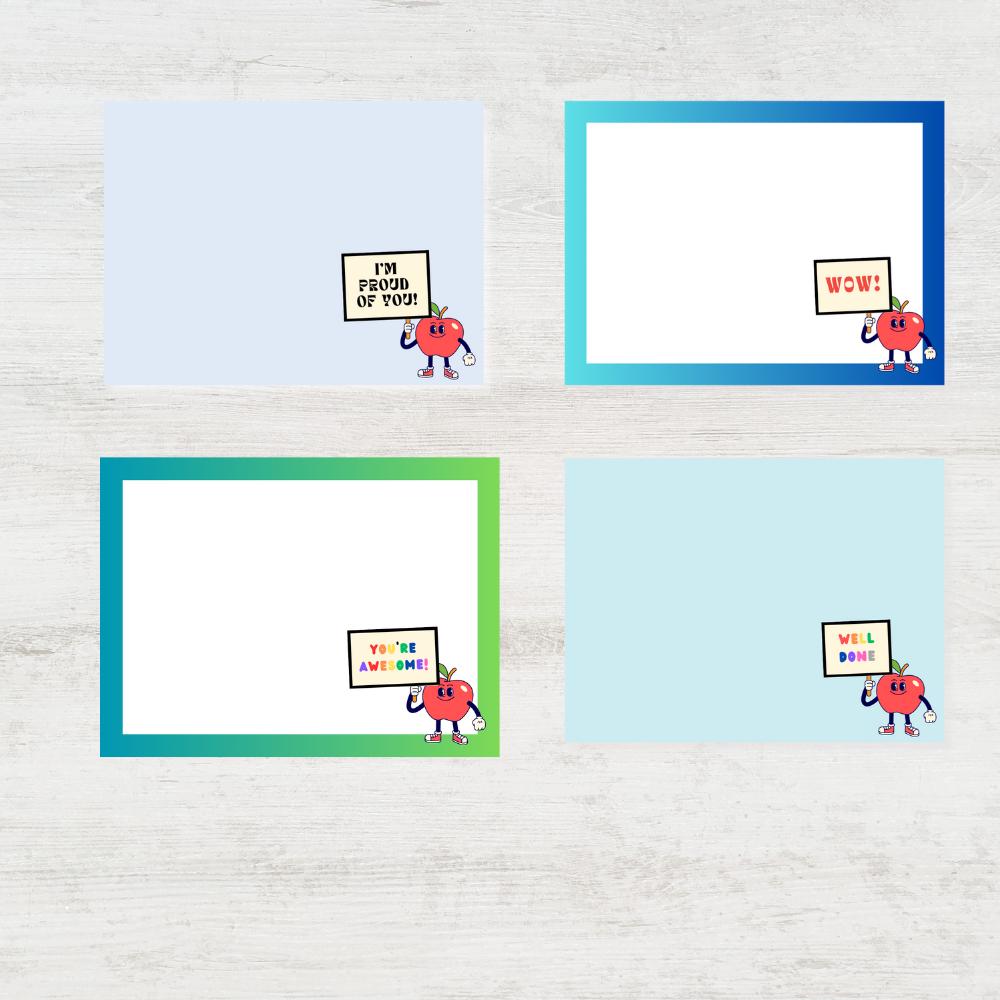 Teacher Affirmation Post-it Notes: Apple Design, Set of 4