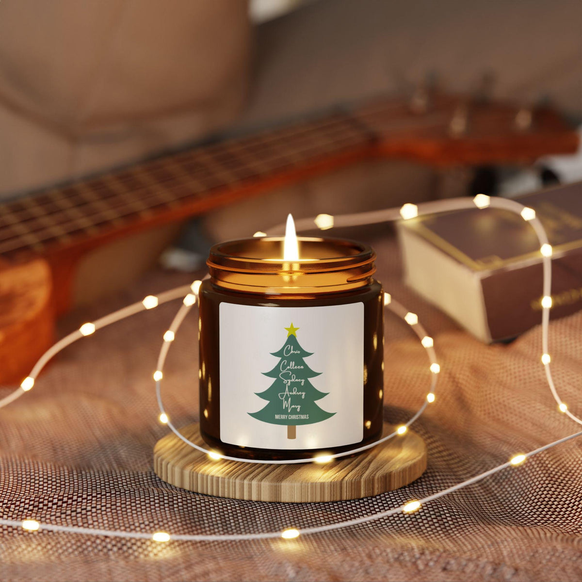 Personalized Family Names Christmas Tree Custom Candle Gift | Holiday Candle