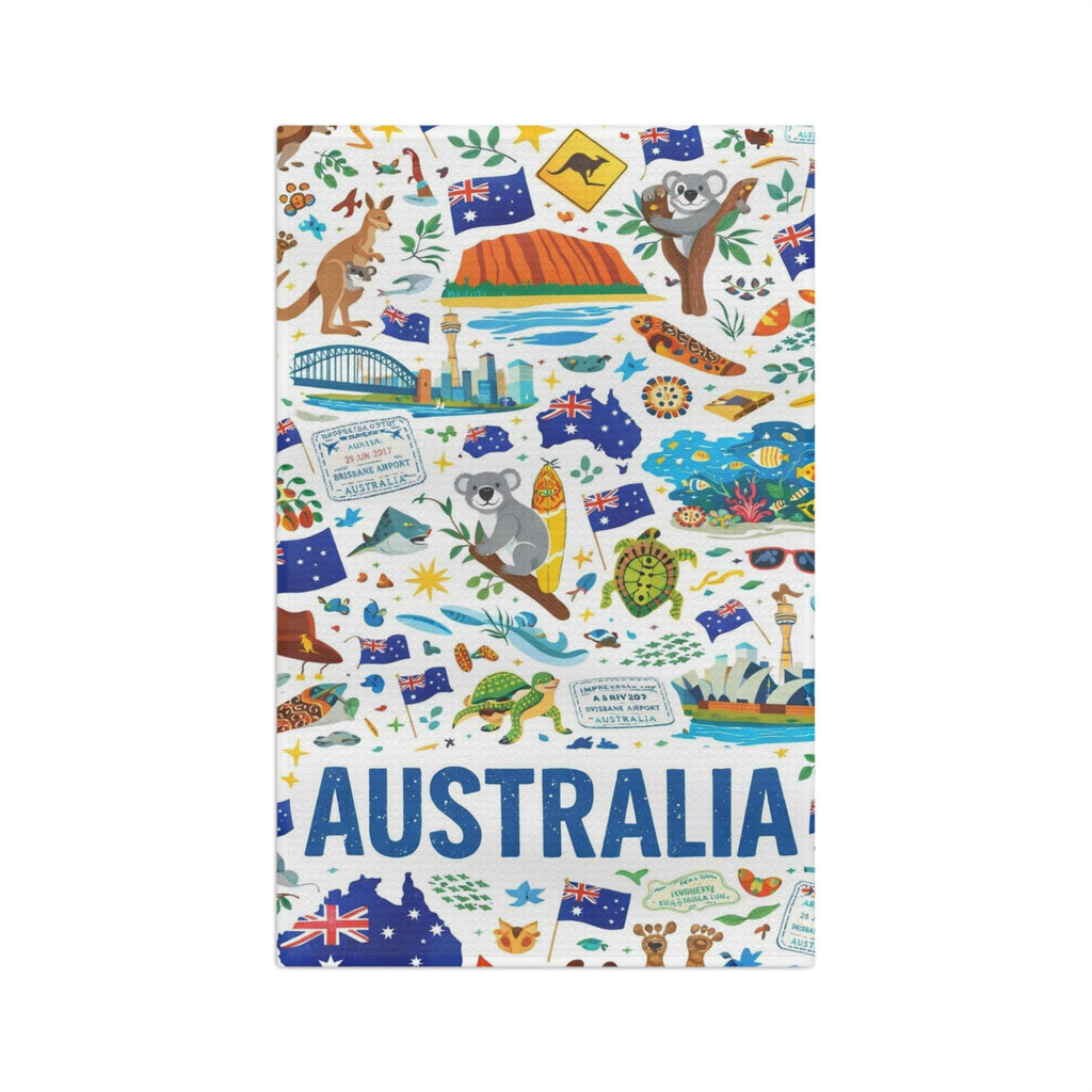 Australia Icons tea towel | Koala, Kangaroo, Sydney Opera House | Australia Day