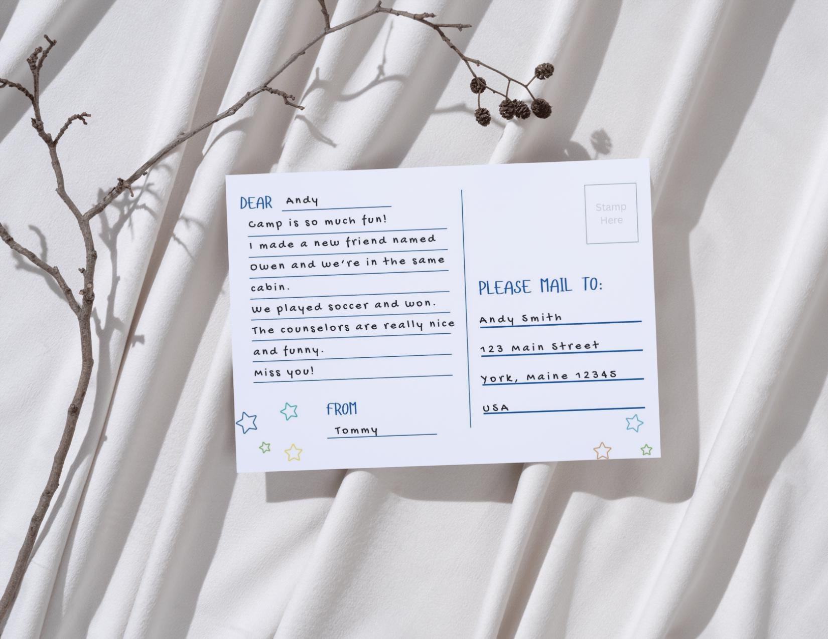 Camp Postcards | Fun Colorful Stationery, Kids Summer Camp (Set of 20)