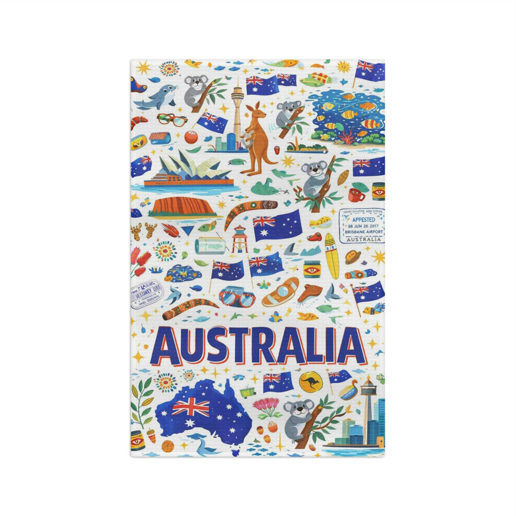 Australian Icons and Landmarks Microfiber Tea Towel | Australia Day