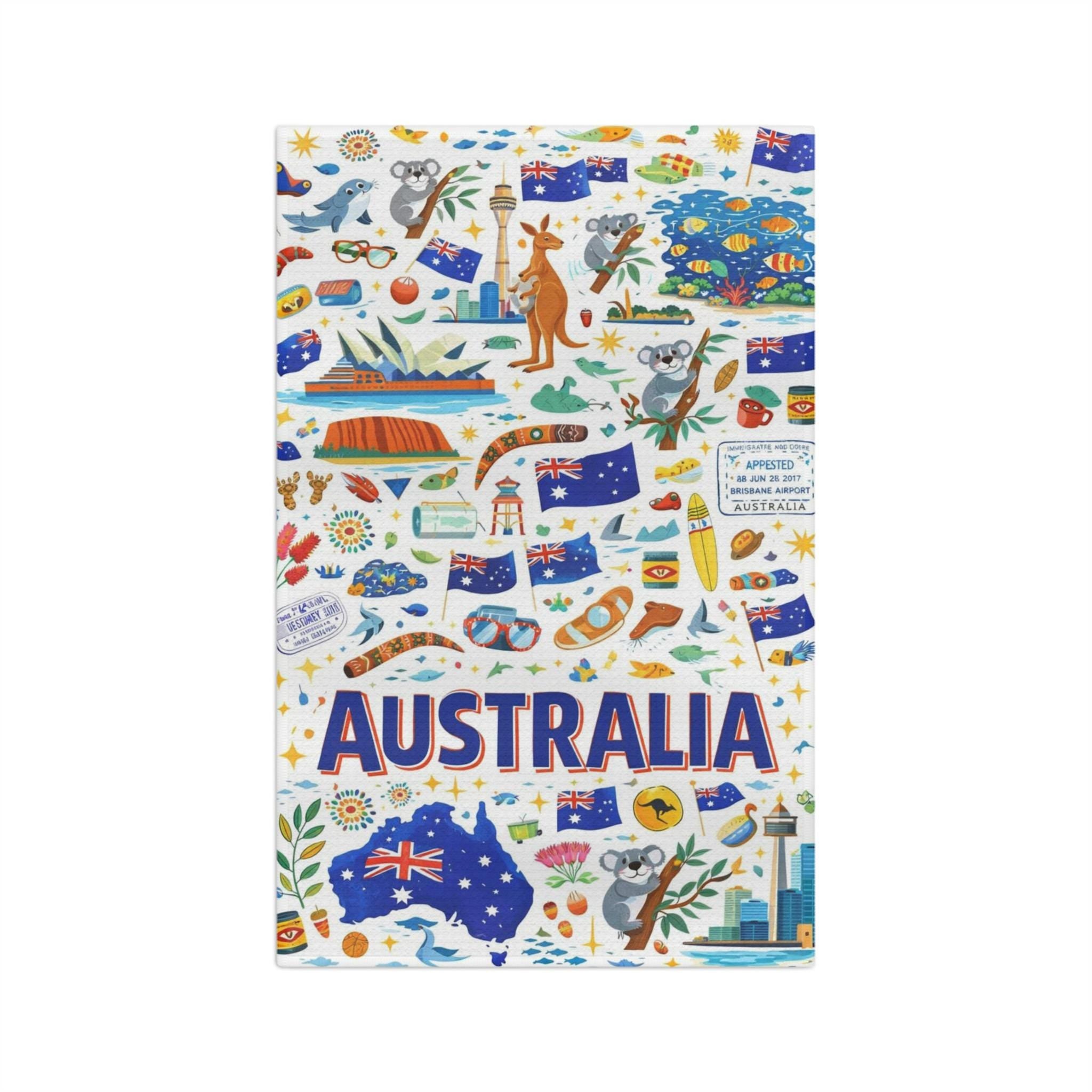 Australian Icons and Landmarks Microfiber Tea Towel | Australia Day