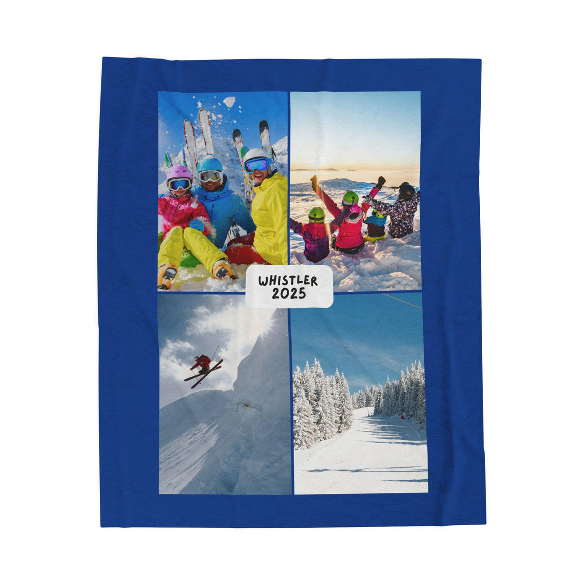 Personalized Photo Plush Blanket – Custom 4 Image Fleece Throw