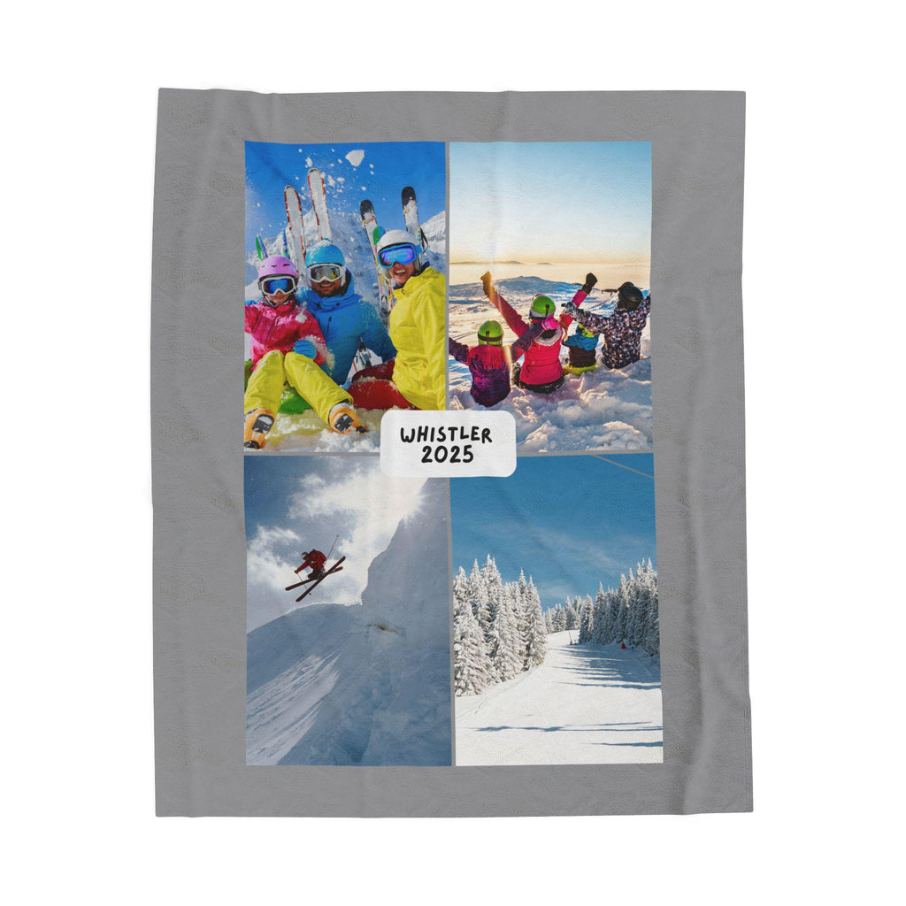 Personalized Photo Plush Blanket – Custom 4 Image Fleece Throw