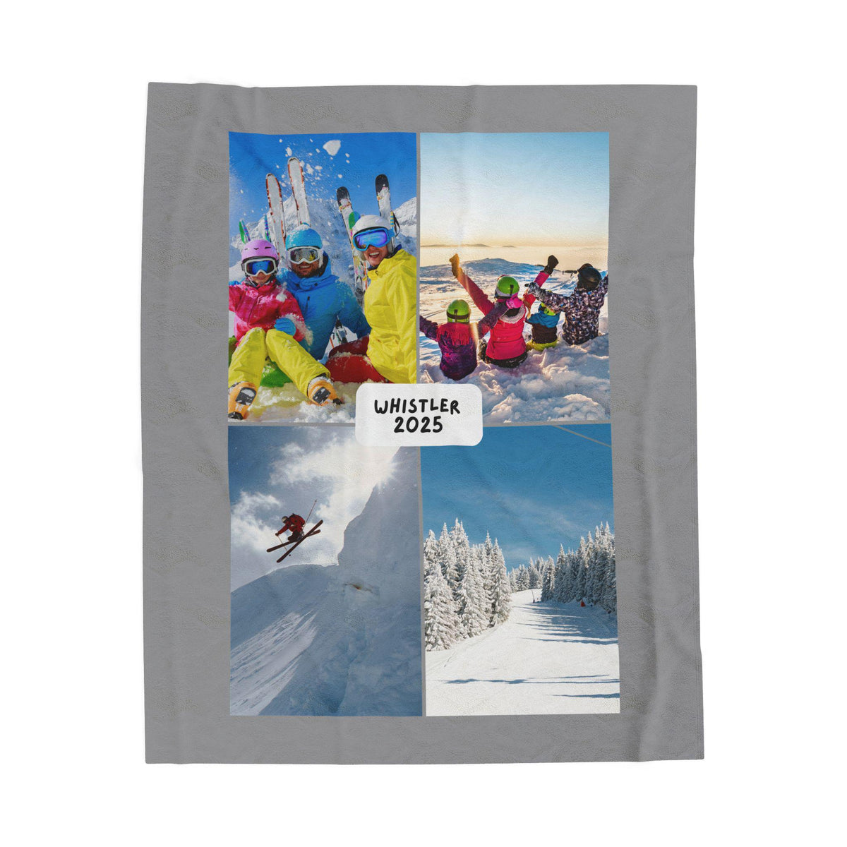 Personalized Photo Plush Blanket – Custom 4 Image Fleece Throw