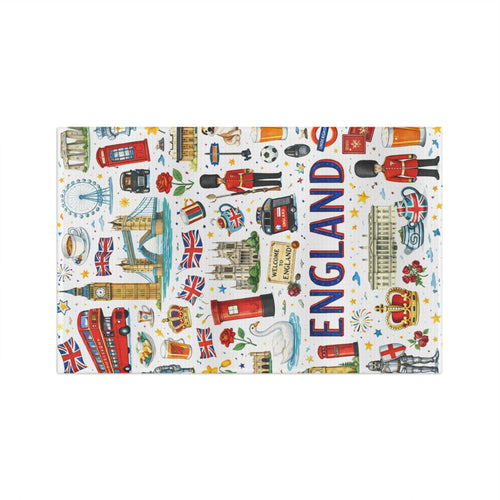 England Icons Microfiber Tea Towel | London Landmarks, Union Jack, Tea Motifs
